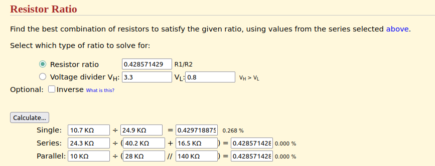 Suggested Resistor Values